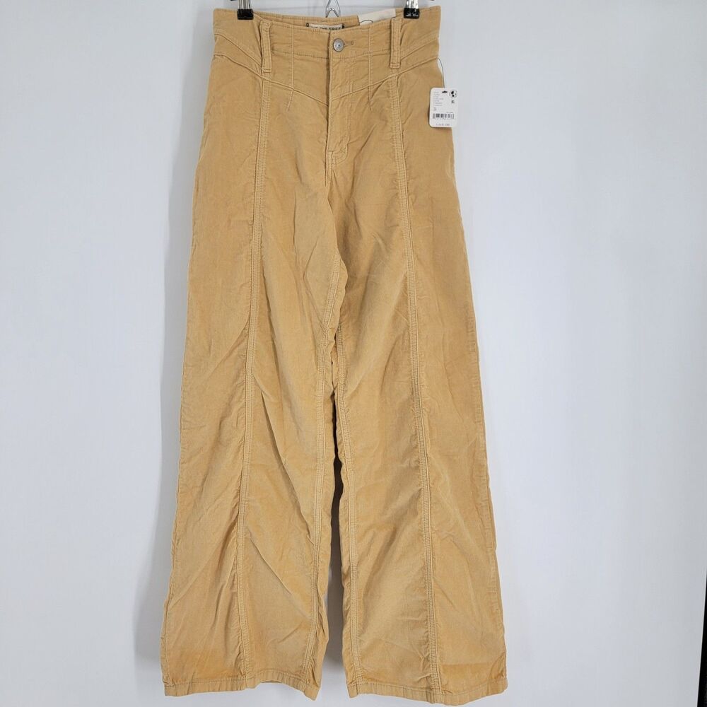 Free People We The Free Libre Corduroy Pants 25 Sand High Rise Wide Leg NWT